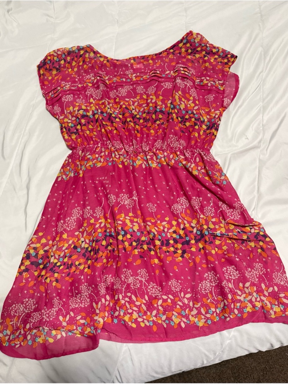 Girls' Fuchsia Floral-Print Casual Sundress
